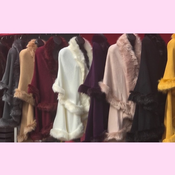 Luxurious Pink Faux Fur Double Layer Cape Coat - Picture 5 of 7